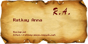 Ratkay Anna névjegykártya