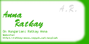 anna ratkay business card
